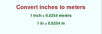 convert inch to m